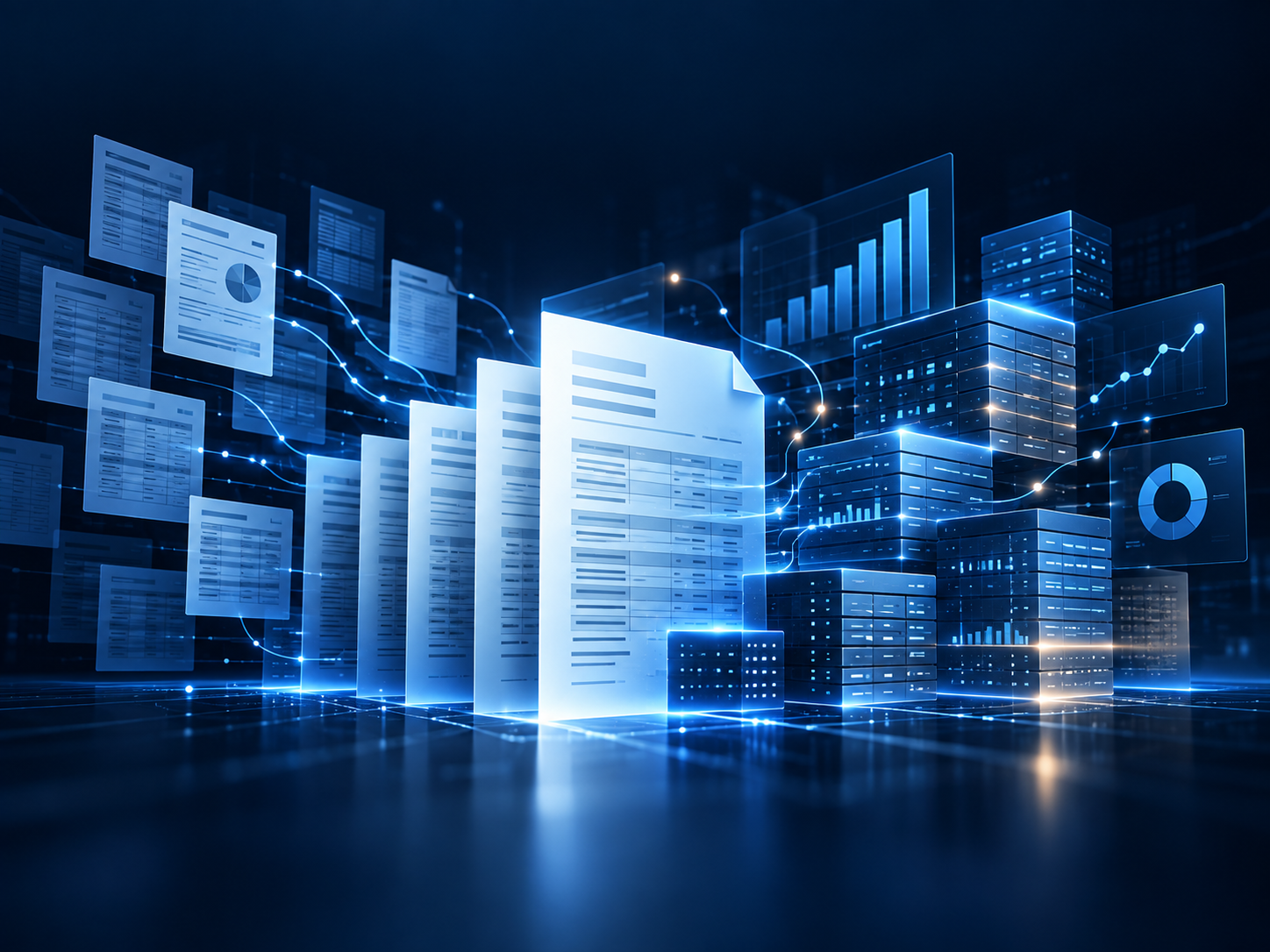 Financial filings and market data flowing into structured analysis